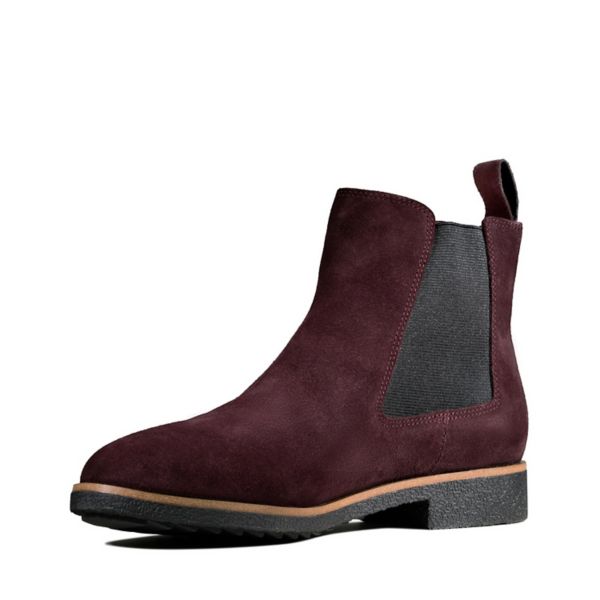 Clarks Womens Griffin Plaza Ankle Boots Burgundy | UK-9625037